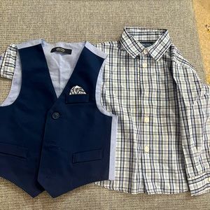 Toddler boy’s Nautica dress shirt and matching vest - 24mos